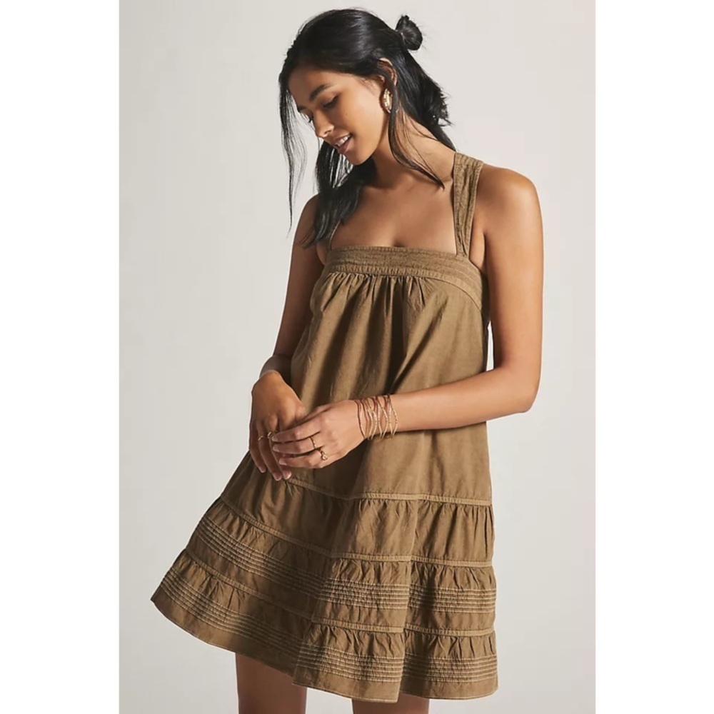 Anthropologie Pilcro Mini Swing Dress Size XS in Brown Pattern